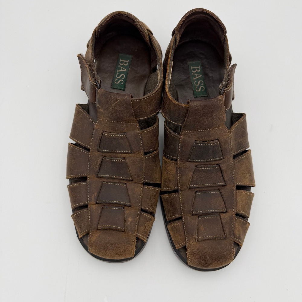 Vintage Bass leather fisherman sandals mens 9M strappy close toe 11 womens brown